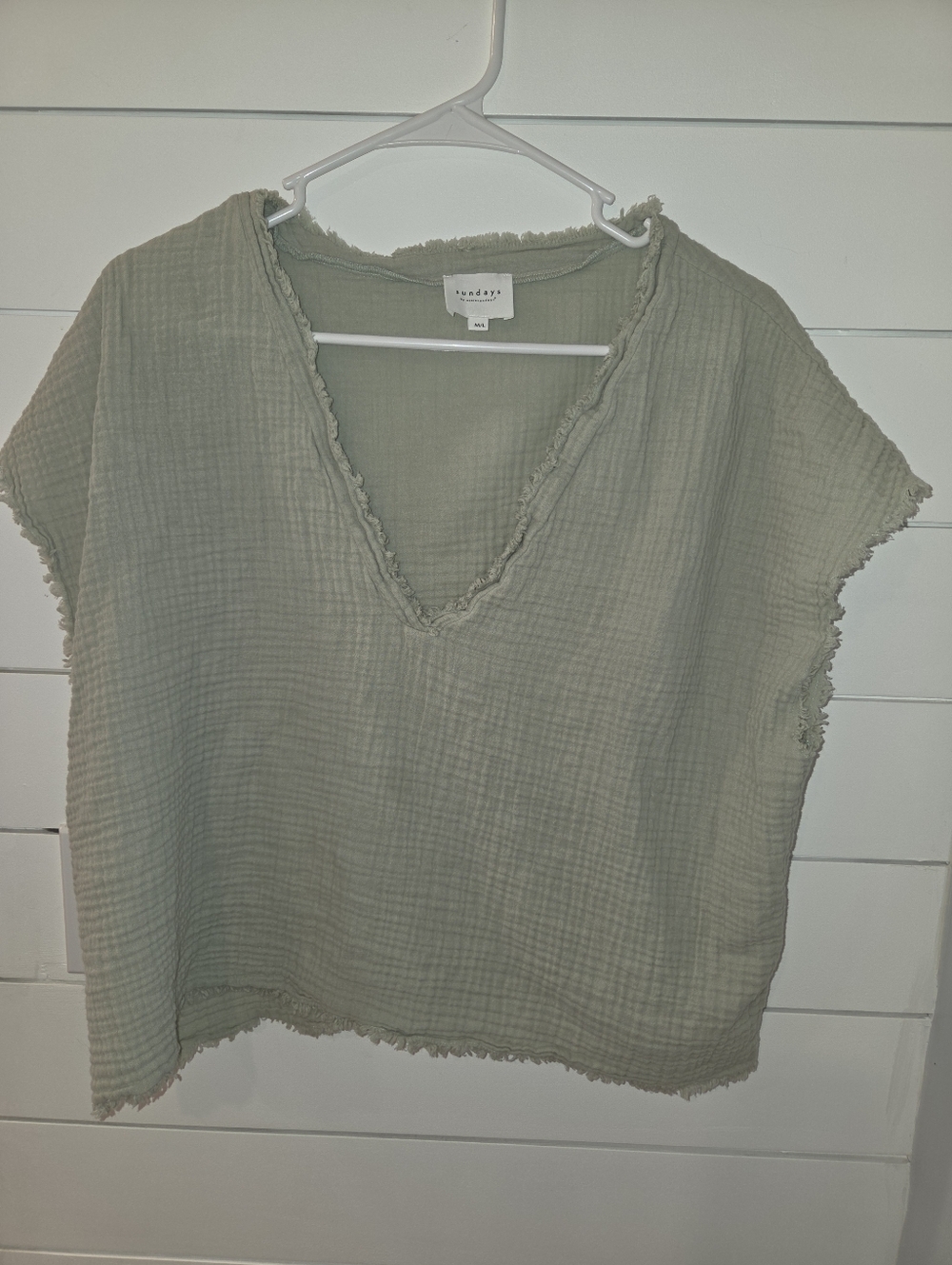 Sundays ByWeAreSundays Sage Green Gauze V-Neck Tunic